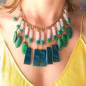 Anthropologie Cascading Bib Chunky Statement Necklace Used